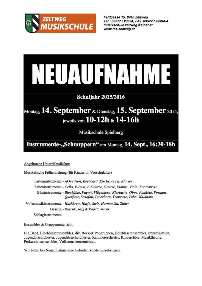 musikschule ausschreibung
